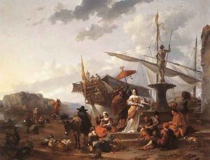 Southern Harbour Scene 1657-59 by Nicolaes Berchem
