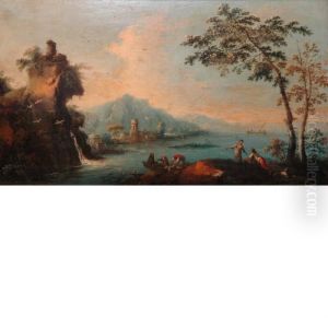 Figures Beside An Inlet Figures Beside An Inlet