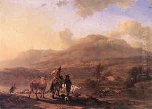 Italian Landscape at Sunset, 1670-72 by Nicolaes Berchem