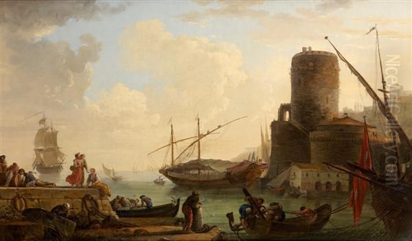Tour Dominant Un Port Mediterraneen Anime De Promeneurs Et De Pecheurs - view 1
