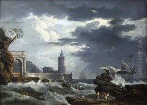 Scene De Pecheurs Pres D'une Mer