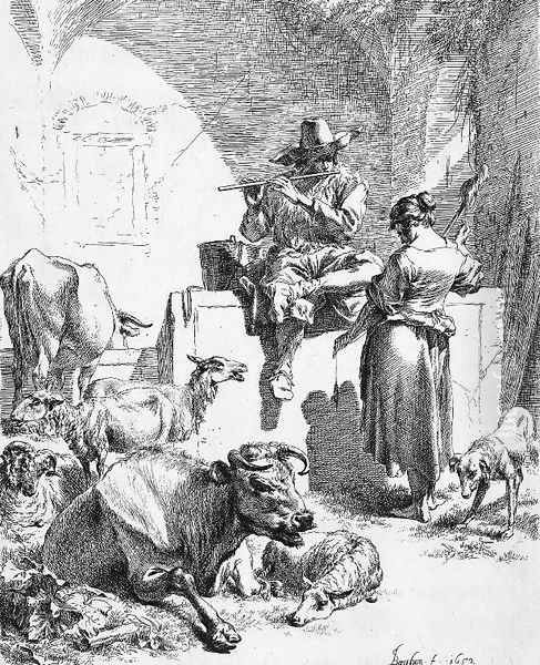 Shepherd at the Well with the Spinning Girl - view 1