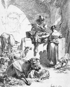Shepherd at the Well with the Spinning Girl by Nicolaes Berchem