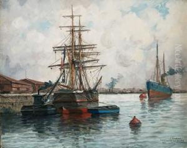 Bateaux Au Port, Environs De Rouen - view 1