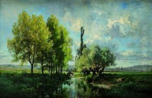 Le Passage Du Gue Au Printemps by Alexandre Rene Veron