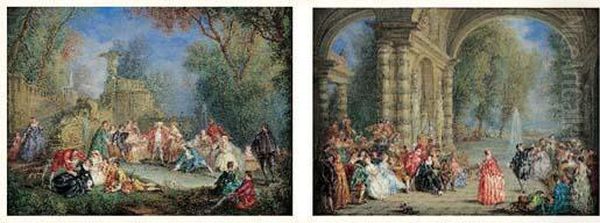 Scene De Bal Sous Les Arcades D'un Palais - view 1
