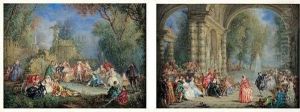 Scene De Bal Sous Les Arcades D'un Palais by Alexandre Paul Jos. Veron Bellecourt