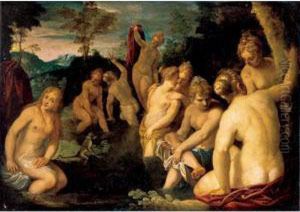 Diana And Her Nymphs Bathing by Maffeo Verona