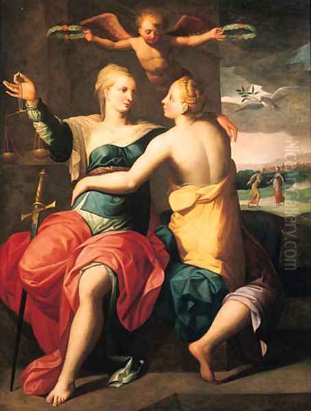 Justice embracing Peace - view 1
