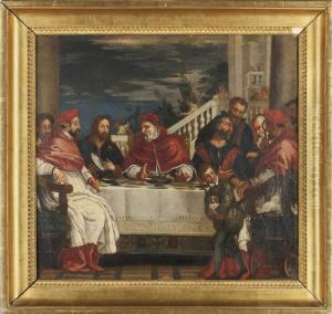 A Pope, Cardinals And Other Figures Feasting by Paolo Veronese (Caliari)