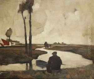 Palingvisser Aan Netebocht by Oscar Verpoorten
