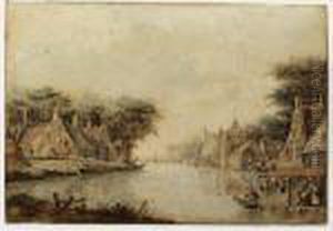 A Pair Of River Landscapes by Theodor (Dirk) Verrijk