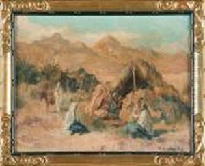 Campement Dans Le Sud Algerien by Edouard Verschaffelt