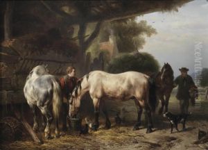 A Groom Tending To The Horses