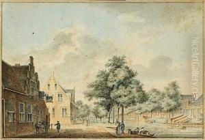 Vue D'un Canal Dans Une Ville Des Pays-bas by Jacobus Versteegh