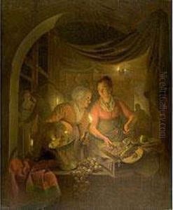 Interieur Mit Kuchenmagden Bei Kerzenschein Interieur Mit Kuchenmagden Bei Kerzenschein
