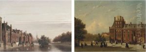 Elegant Figures Strolling Along The Buitenhof, The Hague by Pieter Gerard Vertin