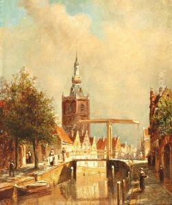 Zomers Stadsgrachtje Met Ophaalbrug