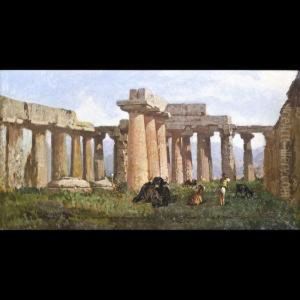 Veduta Laziale Con Rovine Architettoniche by Achille Vertunni