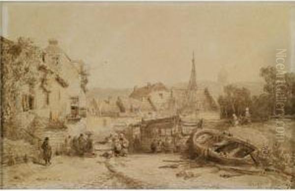 Figures In A Fishing Town - view 1