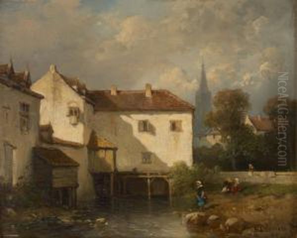 Lavandieres Au Bord Du Cours D'eau - view 1