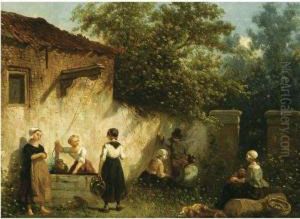Washerwomen In A Yard
