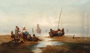 Low Tide; And Fishermen At Sea by A. Vescovi