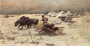 Sladfard I Vinterlandskap by Jaroslav Friedrich Julius Vesin