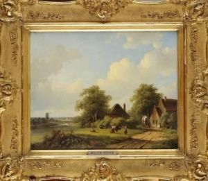 Paysage Hollandais A La Riviere Etmoulin
