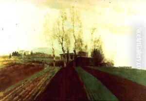 Arable land corridors in the early spring by Arnold Bocklin