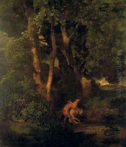 Wildlife and nymph on the edge of a forest by Arnold Bocklin