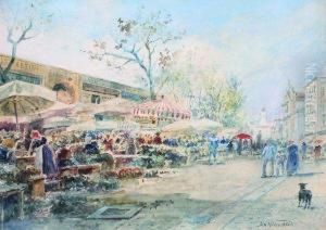 Marche Aux Fleurs Sur Le Cours Saleya by Albert Vianelli