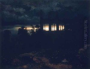 Landscape with a castle in ruins by Arnold Bocklin
