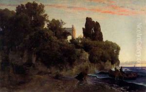 Castle by the sea (Murder in the park) by Arnold Bocklin