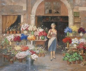 La Marchande De Fleurs by Cesare Vianello