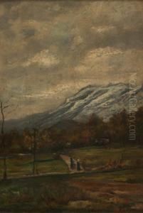 Paesaggio Montano Con Figure by Mario Viani D'Ovrano