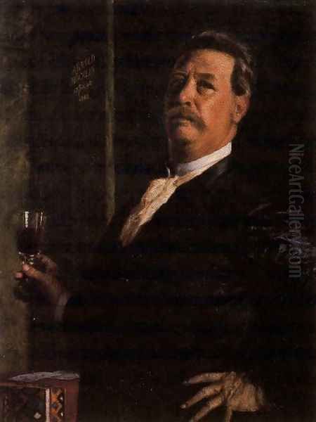 Self portrait with a glass of wine - view 1