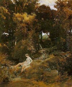 Nymphe in a fountain by Arnold Bocklin