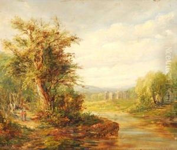 Figures On A Path By A River Landscape - view 1