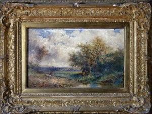 Two Men Conversing In The Shade Of A Tree With A Girl On A Path Nearby by Alfred G., H., Or Sr Vickers