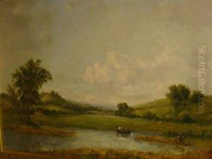 River Scene With Boat And Figures by Alfred G., H., Or Sr Vickers