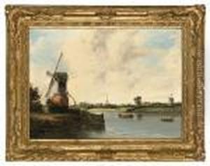 A Calm Day On The Canal by Alfred Gomersal Vickers