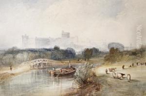 A View Of Windsor Castle From The Thames by Alfred Vickers