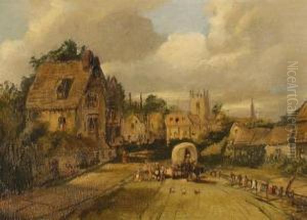 Figures Before A Town - view 1