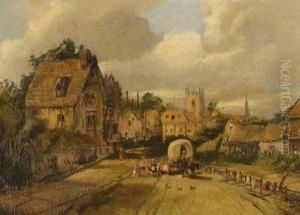 Figures Before A Town