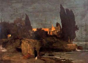 Villa on the seafront (first version) by Arnold Bocklin