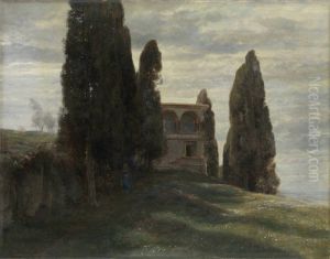Italian Villa in spring by Arnold Bocklin