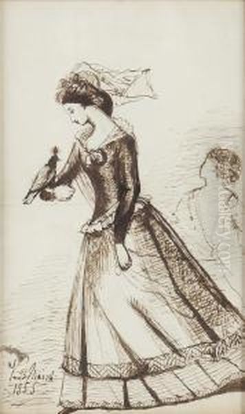 Woman Holding A Hawk - view 1