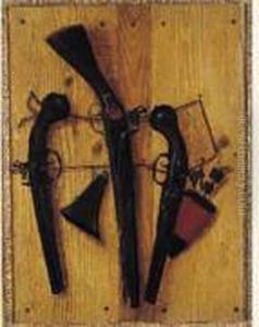 Nature Morte En Trompe-l'oeil Aux Pistolets by Vicente Victoria or Vitoria