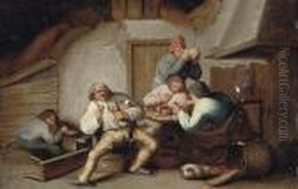 Peasants Drinking At A Table - view 1